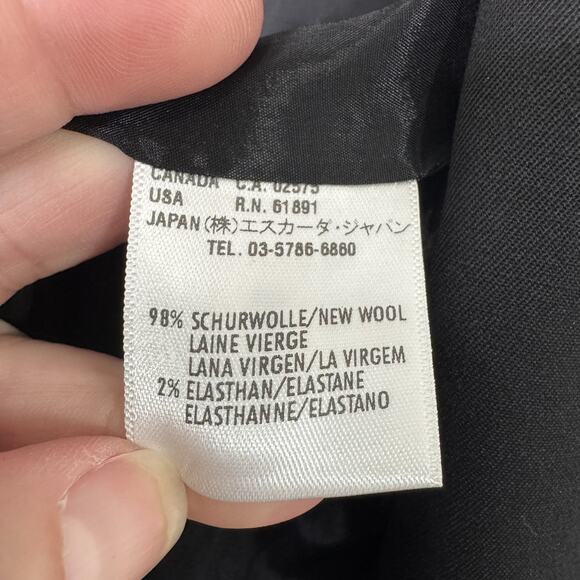 Escada Blazer Womens 42 Black Wool Stretch Classic Two Button Jacket Gold Accent - Picture 10 of 16